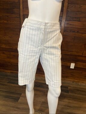 Sport Haley White Pinstripe Men's Flat-Front Shorts